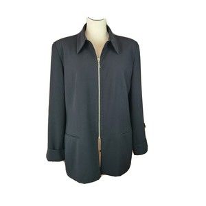 Jaqueline Ferrar Black Front Zip Blazer 16W
